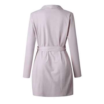 Angashion Women's Casual Long Sleeve Lapel Pocket Outwear Trench Coat Cardiagn with Belt Pink S