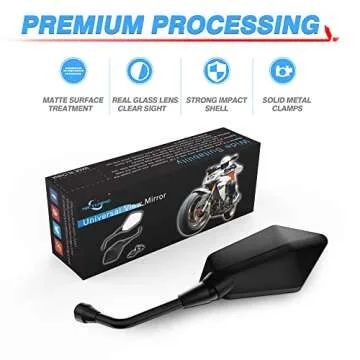 MICTUNING Mirror for Motorbike,Universal Side Mirror with 10mm Bolt 7/8 inches Handlebar Clamp Mirror,High Definition,Blast-resistant Handlebar Wing Foldable Mirrors, End Side Mirror (2 Pack)