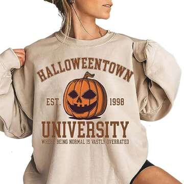 Generic Halloweentown University Crewneck Sweatshirt, Funny Halloween Sweatshirt, Cute Fall Sweatshirt, Halloween Gifts, Women Halloween Shirt, Spooky Season Shirt, Multicoloured
