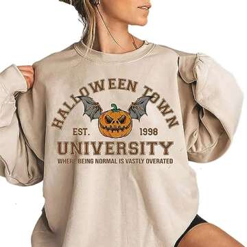 Generic Halloweentown University Crewneck Sweatshirt, Funny Halloween Sweatshirt, Cute Fall Sweatshirt, Halloween Gifts, Women Halloween Shirt, Spooky Season Shirt, Multicoloured