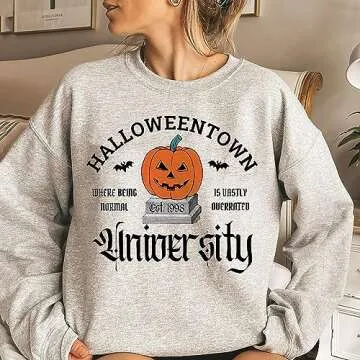 Generic Halloweentown University Crewneck Sweatshirt, Funny Halloween Sweatshirt, Cute Fall Sweatshirt, Halloween Gifts, Women Halloween Shirt, Spooky Season Shirt, Multicoloured