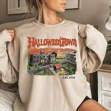 Generic Halloweentown University Crewneck Sweatshirt, Funny Halloween Sweatshirt, Cute Fall Sweatshirt, Halloween Gifts, Women Halloween Shirt, Spooky Season Shirt, Multicoloured