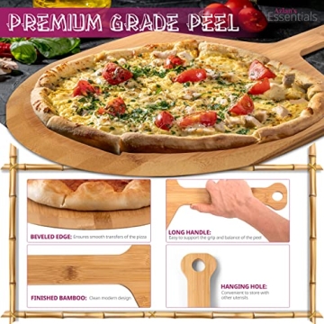 Azlan's Essentials Bamboo Pizza Peel 16 Inch - Durable & Eco-Friendly
