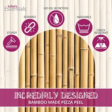 Azlan's Essentials Bamboo Pizza Peel 16 Inch - Durable & Eco-Friendly