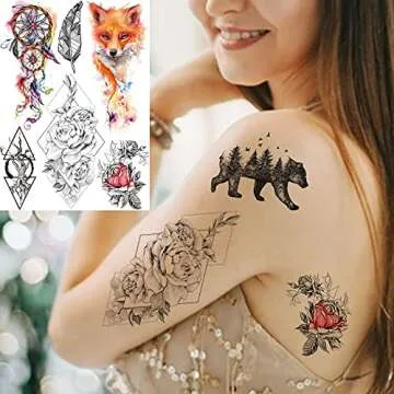 COKTAK 6 Pieces Large 3D Temporary Tattoos for Women