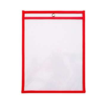 10 Dry Erase Pockets, Oversize 10 Inch x 13 Inch Pockets, Perfect for Classroom Organization, Reusable Dry Erase Pockets, Teaching Supplies, Multi-Color, 10 Pack
