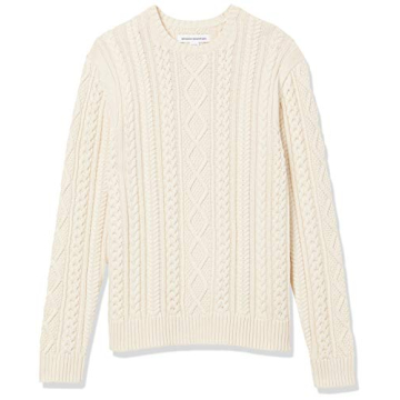 Amazon Essentials Men's Long-Sleeve 100% Cotton Fisherman Cable Crewneck Sweater - Classic Style and...
