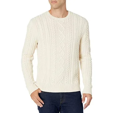 Amazon Essentials Men's Cotton Fisherman Cable Crewneck Sweater
