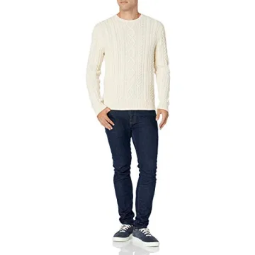 Amazon Essentials Men's Cotton Fisherman Cable Crewneck Sweater