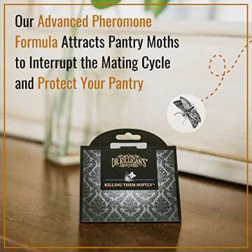 Dr. Killigan's Premium Double Potent Pantry Moth Traps with Pheromones Prime, Sticky Indian Meal Moth Traps for Kitchen, How to Get Rid of Moths in House, Organic Moth Pheromone Traps (6 Pack, Black)