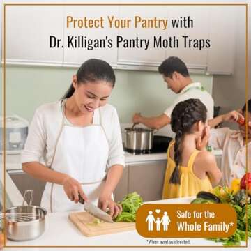 Dr. Killigan's Premium Double Potent Pantry Moth Traps with Pheromones Prime, Sticky Indian Meal Moth Traps for Kitchen, How to Get Rid of Moths in House, Organic Moth Pheromone Traps (6 Pack, Black)