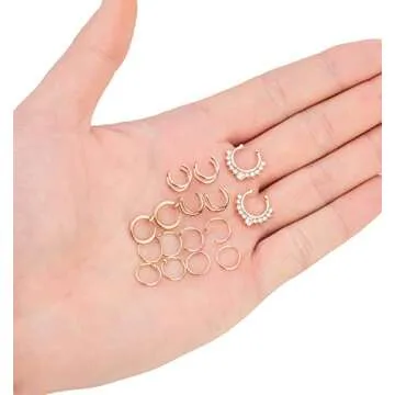 REVOLIA 16Pcs 20G Stainless Steel Fake Nose Ring Hoop Clip On Cuff Earrings Cartilage Septum Ring Tragus Ear Faux Piercing Body Jewelry R