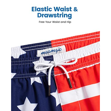maamgic Mens Swim Trunks with Compression Liner Quick Dry