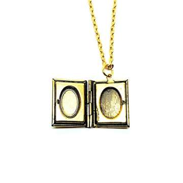 Handmade Golden Squirrel Book Locket Necklace - Unique Jewelry Gift for Animal Lovers