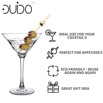 Bamboo Cocktail Picks Skewers Toothpicks - (Pack of 320) 4.75 Inch Gold Pearl Wooden Frill Tooth Pic...