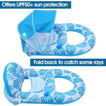 Extra Large Pool Float with Canopy & Cup Holder for Adults