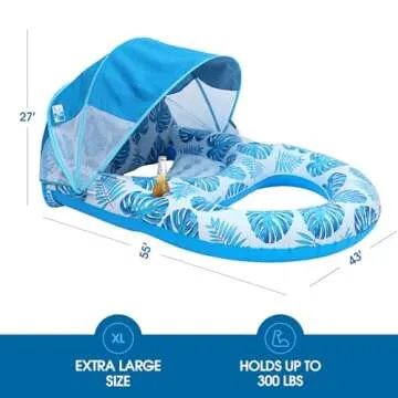 Extra Large Pool Float with Canopy & Cup Holder for Adults