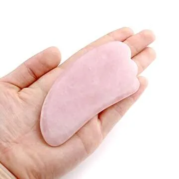 Jovivi Natural Rose Quartz Stone Gua Sha Scraping Massage Tool, Wing-Shape Healing Crystal Guasha Bo...
