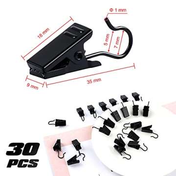 JANYUN 30 Pack Heavy-Duty Hook Clip Set - Versatile Metal Clips for Home Decor & Crafts