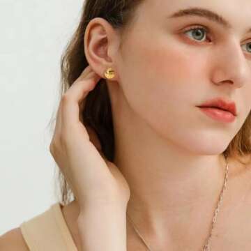 Niaspi Half Ball Dome Stud Earrings for Women Small Round Ball Hemispherical Minimalist Studs Earrings Fashion Jewelry