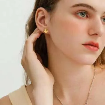 Niaspi Half Ball Dome Stud Earrings for Women Small Round Ball Hemispherical Minimalist Studs Earrings Fashion Jewelry