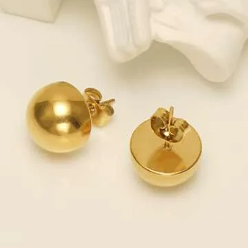 Niaspi Half Ball Dome Stud Earrings for Women Small Round Ball Hemispherical Minimalist Studs Earrings Fashion Jewelry