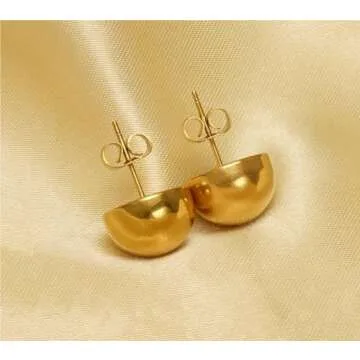 Niaspi Half Ball Dome Stud Earrings for Women Small Round Ball Hemispherical Minimalist Studs Earrings Fashion Jewelry