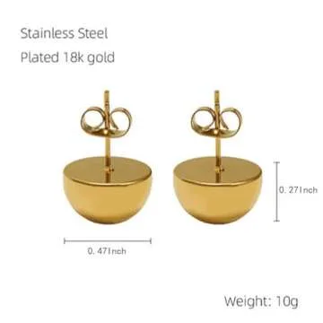 Niaspi Half Ball Dome Stud Earrings for Women Small Round Ball Hemispherical Minimalist Studs Earrings Fashion Jewelry
