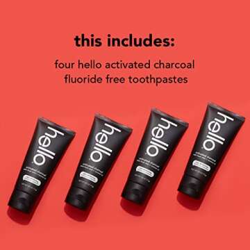 hello Activated Charcoal Epic Teeth Whitening Fluoride Free Toothpaste, Fresh Mint and Coconut Oil, ...