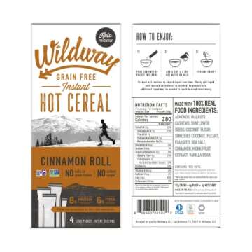 Wildway Keto, Vegan, Grain-free Instant Hot Cereal, 1.75 Ounce (Pack of 4)
