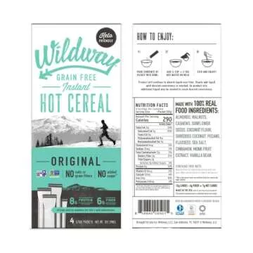 Wildway Keto, Vegan, Grain-free Instant Hot Cereal, 1.75 Ounce (Pack of 4)
