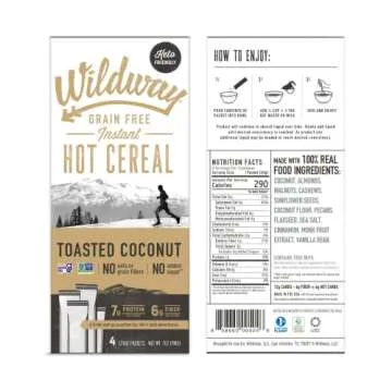 Wildway Keto, Vegan, Grain-free Instant Hot Cereal, 1.75 Ounce (Pack of 4)