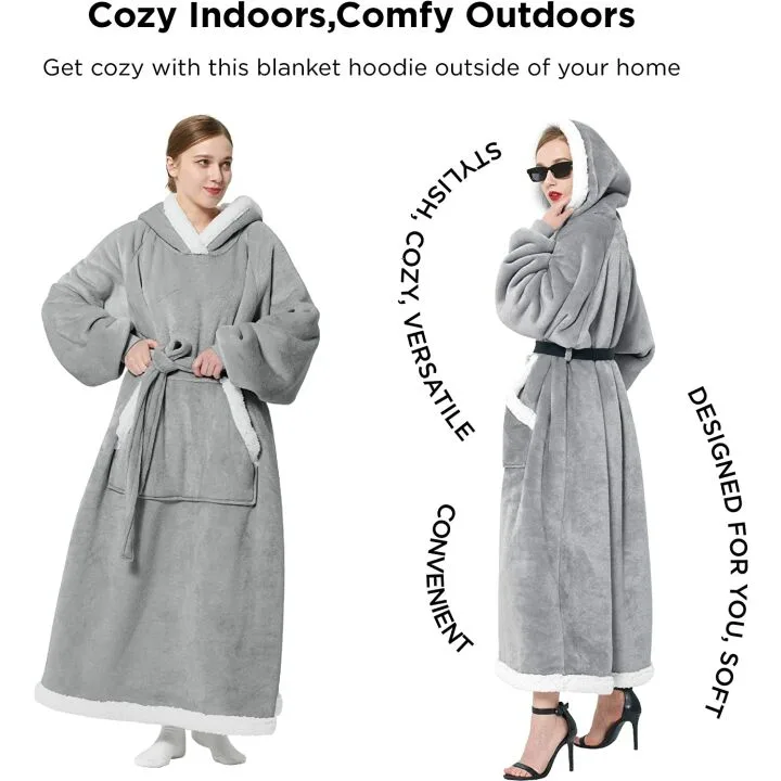Bedsure Long Sherpa Wearable Blanket - Ultimate Comfort