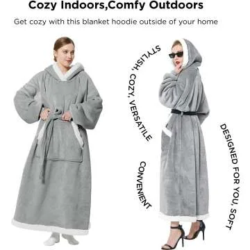 Bedsure Long Sherpa Wearable Blanket - Ultimate Comfort