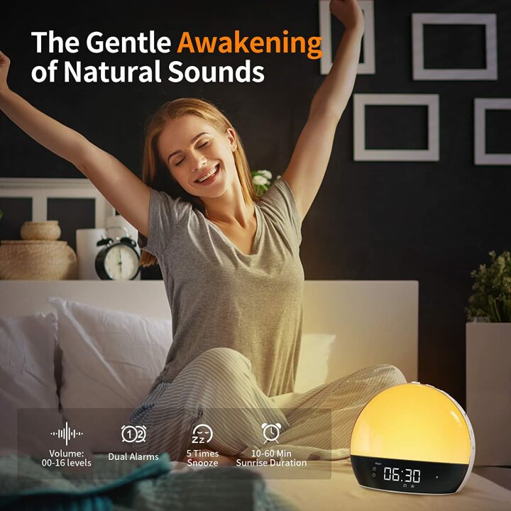 Smart Sunrise Alarm Clock with Bluetooth and Sounds
