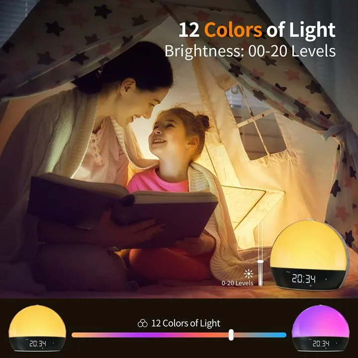 Smart Sunrise Alarm Clock with Bluetooth and Sounds