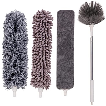 Microfiber Duster with Extension Pole 30-100 Inches - Washable, Bendable, Reusable