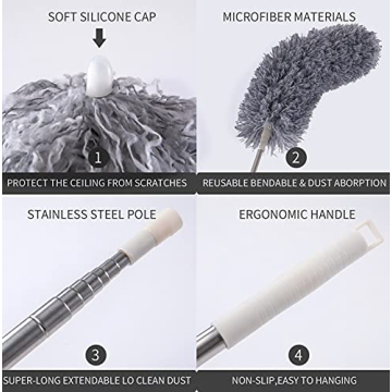 Versatile Microfiber Duster with Extendable Pole for Home