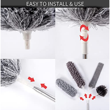 Versatile Microfiber Duster with Extendable Pole for Home