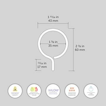 Ivilon Drapery Eyelet Curtain Rings - 1.7" Ring for Curtain Hook Pins, Set of 14 - Warm Gold