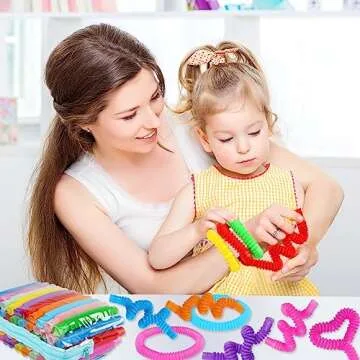 52 Pack Pop Tubes, Sensory Toys Party Favors For Kids 8-12 4-8 Fidget Toys For Anxiety Goodie Bag Stuffers Treasure Box Classroom Prizes Gifts for 3 4 5 6 7 8 9 Year Old Boys Girls Toddlers- 10 Colors
