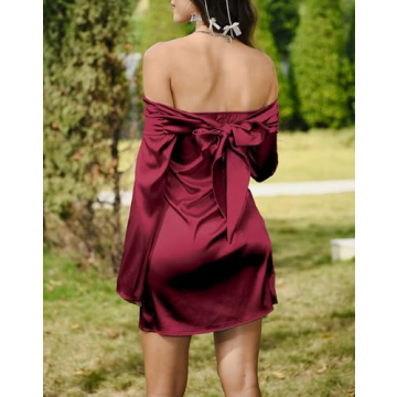 Elegant Satin Off Shoulder Mini Dress for Women