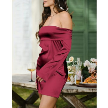 Elegant Satin Off Shoulder Mini Dress for Women