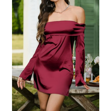 Elegant Satin Off Shoulder Mini Dress for Women
