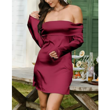 Elegant Satin Off Shoulder Mini Dress for Women