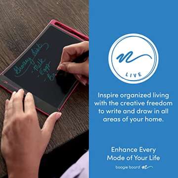 Boogie Board Jot Reusable Writing Tablet 8.5" LCD Screen Instant Erase Stylus Pen Magnets Kickstand - Writing Drawing Digital Notetaking Blue