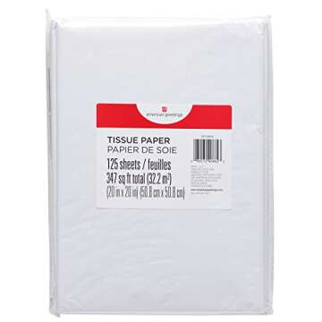 American Greetings 125 Sheets 20 in. x 20 in. White Tissue Paper Bulk for Valentines Day, Birthdays and All Occasions