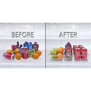 8-Pack Stackable Kitchen Storage Organizer Set for Refrigerator, Pantry Shelf, Freezer, Cabinet Shelves, Food Storage - 2 & 3 Quart Clear Organization Bins for Food Storage, Microwave Cart, Bathroom