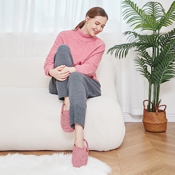 Fuzzy Slip-on Slippers for Women | Memory Foam Comfort