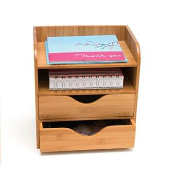 Lipper International 1804 Bamboo Wood 4-Tier Desk and Office Supply Organizer, 7 5/8" x 5 1/8" x 8 1...
